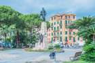 Italy, Liguria. Santa Margherita, statue of King Vittorio Emanuele Art Print